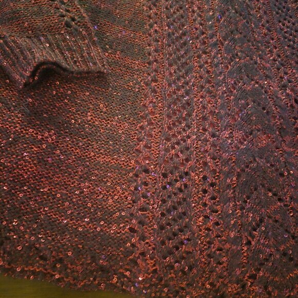 Roz & Ali Burgundy Knit Sequin Sweater size L - Picture 4 of 4
